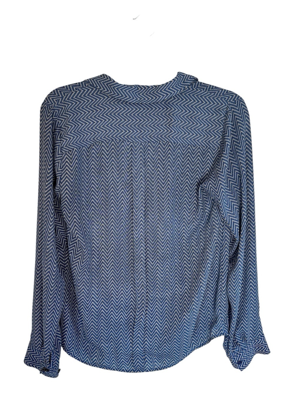Blue Chevron Pattern Blouse Size S - Lightweight Office or Casual Wear - Picture 2 of 4